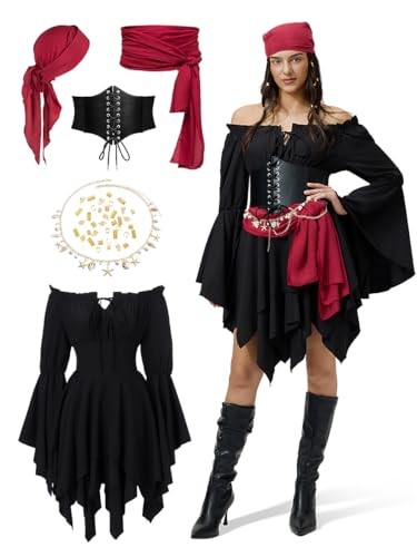 Piratenkostüm damen schwarz - piratenkostüm,