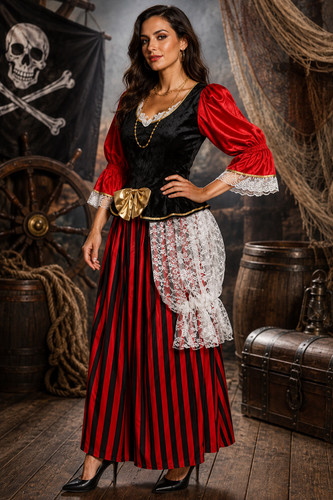 Piratin kostüm damen rot - piratin,